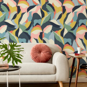 JAHEL - Papier peint abstrait feuille salon