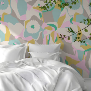 JALIA - Papier peint fleurs contemporaines chambre