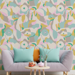 JALIA - Papier peint fleurs contemporaines salon