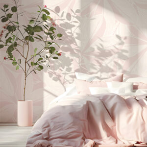 JIMMY - Papier peint frangipanier monochrome rose chambre