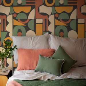 JOANNE - Papier peint formes géométriques multicolore chambre