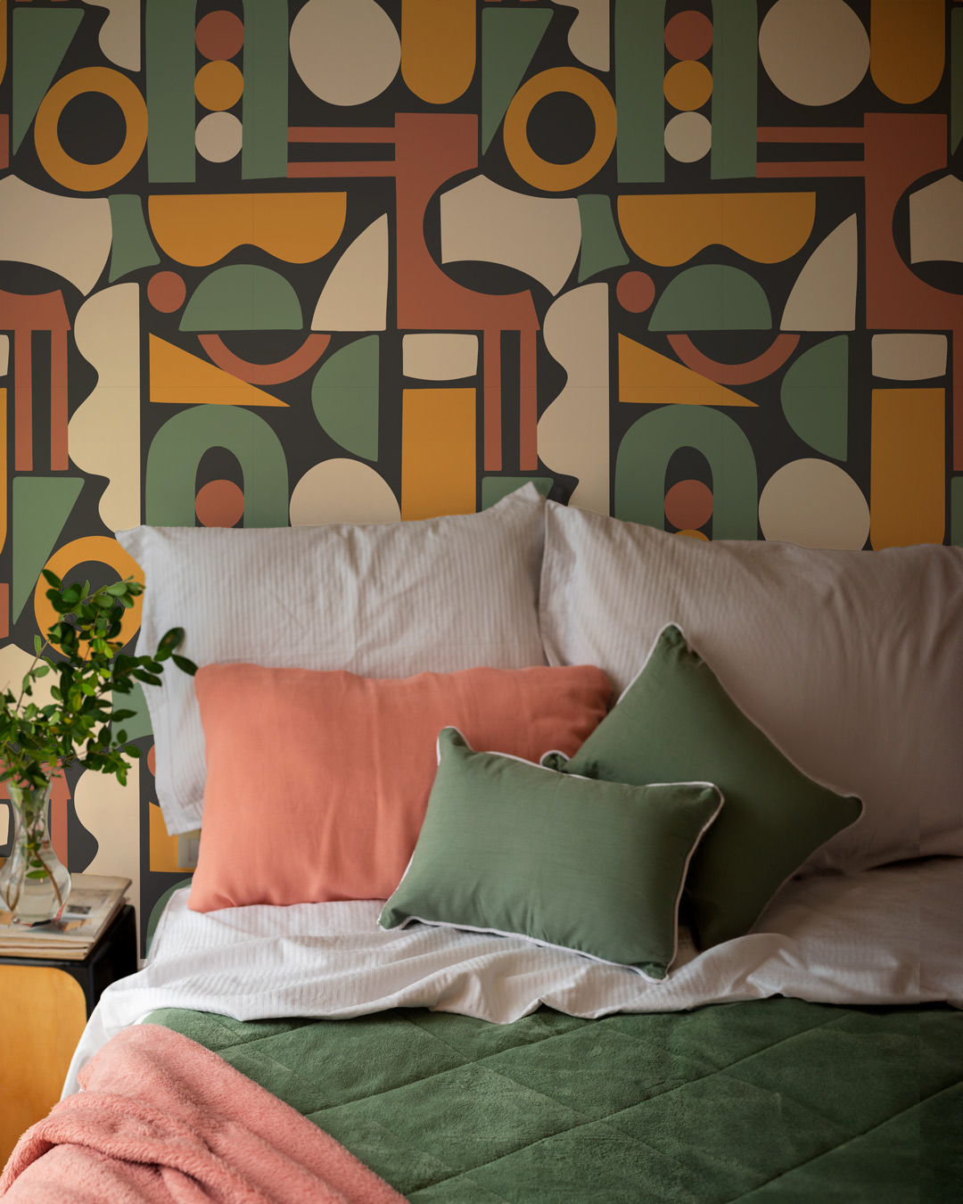 JOANNE - Papier peint formes géométriques multicolore chambre