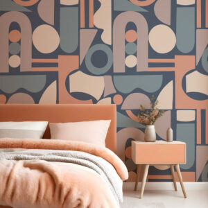 JOANNE - Papier peint formes géométriques violet chambre 2