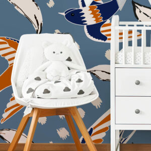 JOSY - Papier peint hirondelles modernes coin lecture