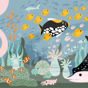 JULEN - Papier peint panoramique enfant fond marin