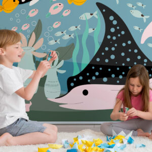 JULEN - Papier peint panoramique enfant fond marin jeux enfants
