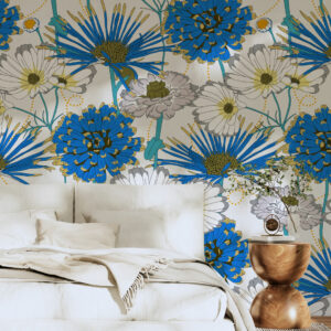 LALIE - Papier peint florilège blanc chambre