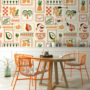 LAZARE - Papier peint cadres fruités salle à manger