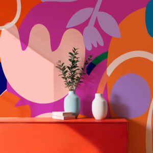 LORENZO - Papier peint panoramique abstrait coloré meuble entrée