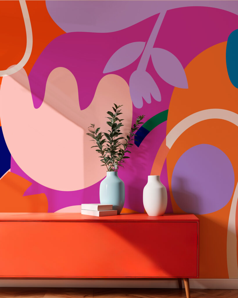 LORENZO - Papier peint panoramique abstrait coloré meuble entrée