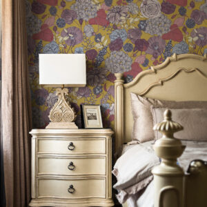 LUCIANA - Tapisserie fleurs champêtres jaune chambre