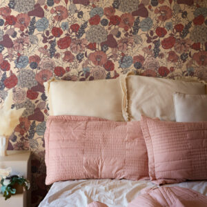 LUCIANA - Tapisserie fleurs champêtres rose chambre