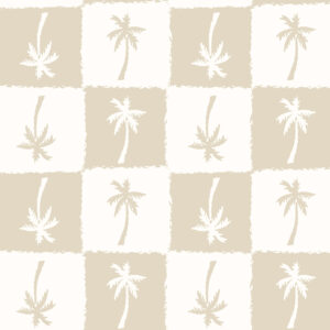 MAKANA - Papier peint damier de palmier beige
