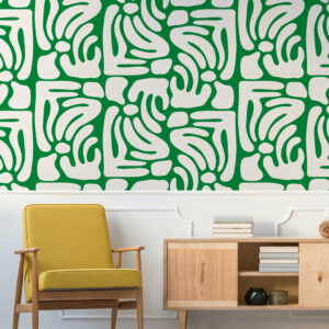 MARJOLAINE - Papier peint formes abstraites vert coin détente