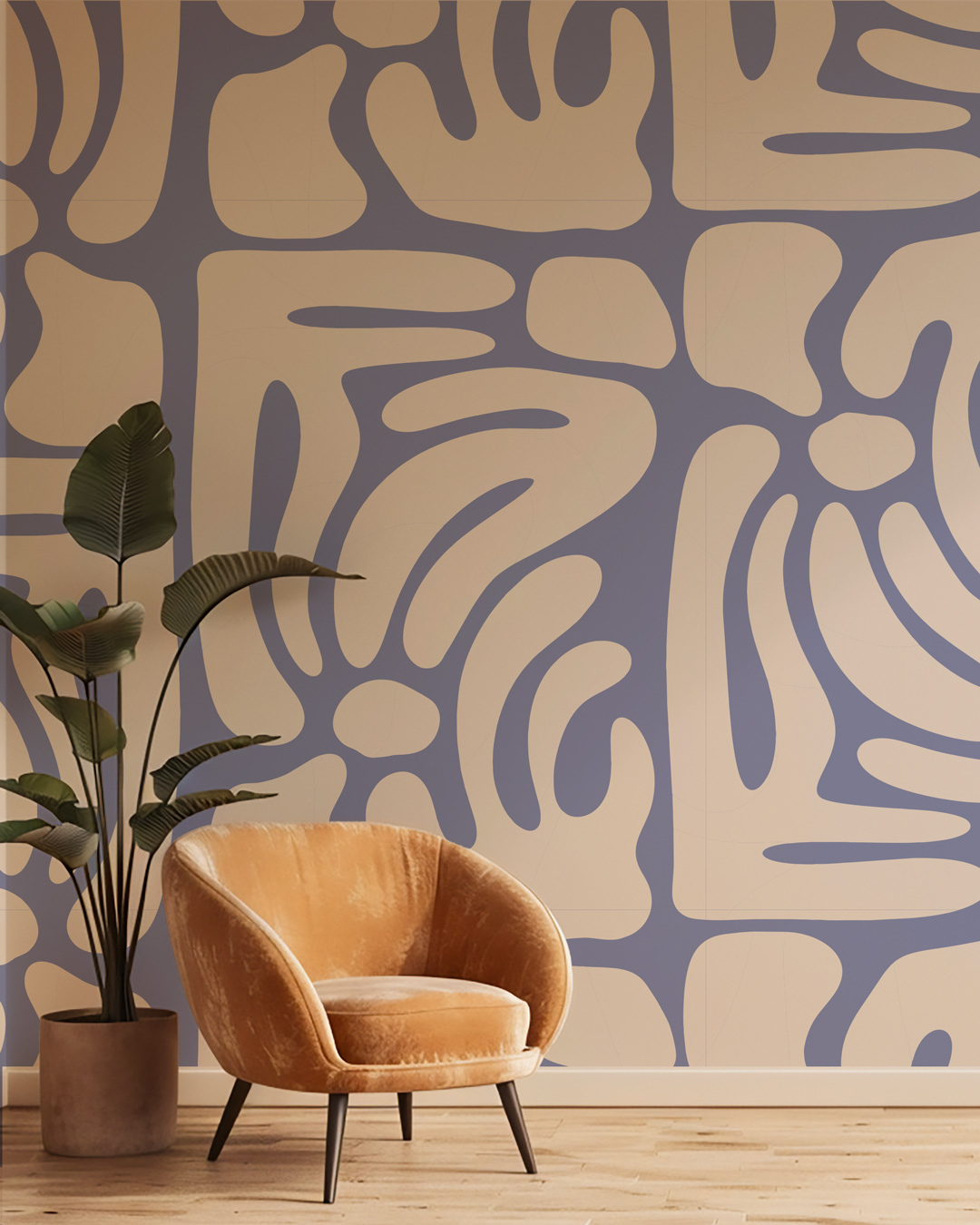 MARJOLAINE - Papier peint formes abstraites violet coin détente