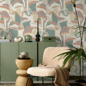 MAXINE - Tapisserie feuillage abstrait vert coin détente