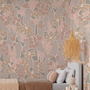 NINON - Papier peint imprimé fleuri discret chambre fille