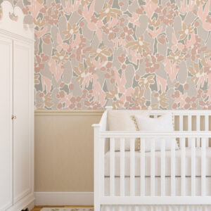 NINON - Papier peint imprimé fleuri discret chambre bébé