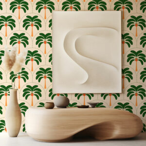 OLGA - Papier peint imprimé palmier salle de bain