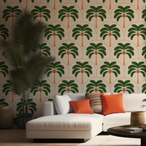 OLGA - Papier peint imprimé palmier salon