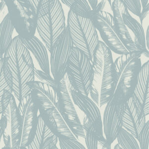 ORLANE - Papier peint feuillage blanc bleu