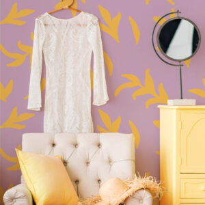 PANELLE - Papier peint brindilles violet dressing