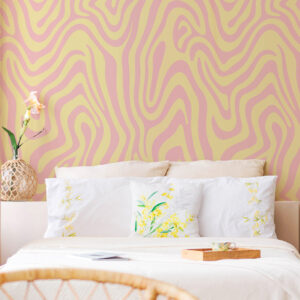 PAOLA - Papier peint psychédélique jaune chambre fille