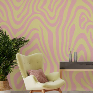 PAOLA - Papier peint psychédélique jaune coin détente