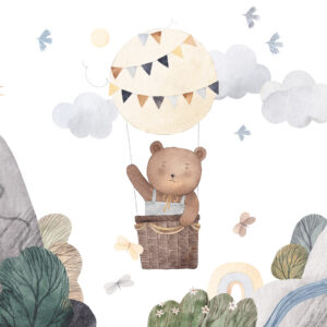 PROSPER - Papier peint enfant montgolfière ourson