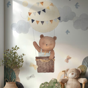 PROSPER - Papier peint enfant montgolfière ourson chambre