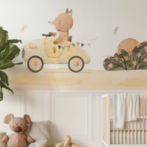 ROSELIN - Papier peint renard racing chambre bébé