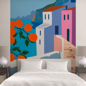 RUSSEL - Tête de lit orange maltaise chambre