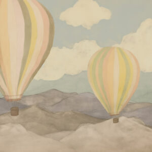 SAHBA - Papier peint montgolfière aquarelle