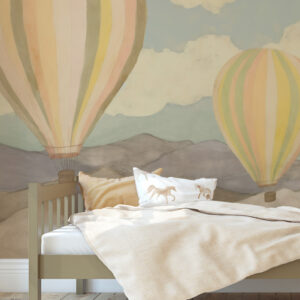 SAHBA - Papier peint montgolfière aquarelle chambre enfant