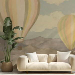 SAHBA - Papier peint montgolfière aquarelle salon