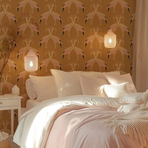 SANTA - papier peint danse des paones marron chambre