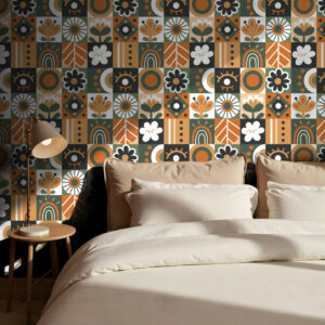 SIGRID - Papier peint nature graphique scandinave chambre