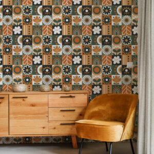 SIGRID - Papier peint nature graphique scandinave coiffeuse