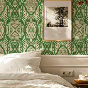 SOULEYMANE - Papier peint ethnique bicolore vert chambre