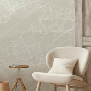 THIAM - Papier peint feuille de bananier chic beige salon