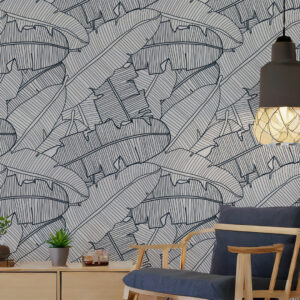 THIAM - Papier peint feuille de bananier chic noir coin lecture