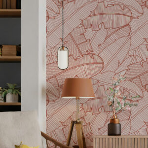 THIAM - Papier peint feuille de bananier chic terracotta salon