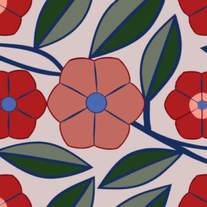AINHOA - Tapisserie fleur rouge
