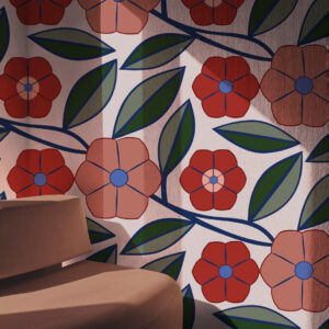 AINHOA - Tapisserie fleur rouge coin détente