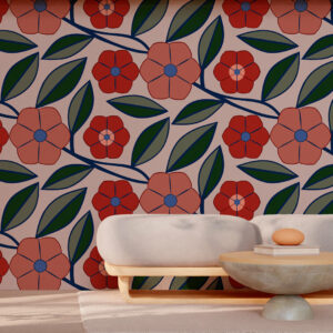 AINHOA - Tapisserie fleur rouge salle d'attente