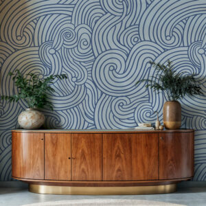 ANDREW - Papier peint entrelacs bleu entrée