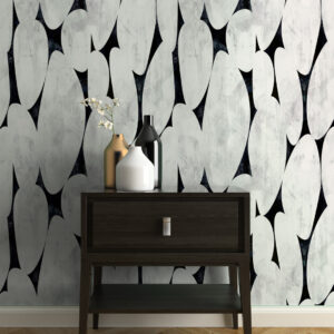 JENNY - Papier peint galet noir et blanc entrée