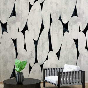 JENNY - Papier peint galet noir et blanc salon