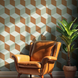 LEONARDO - Papier peint cube vert coin détente