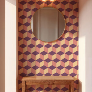 LEONARDO - Papier peint cube violet entrée